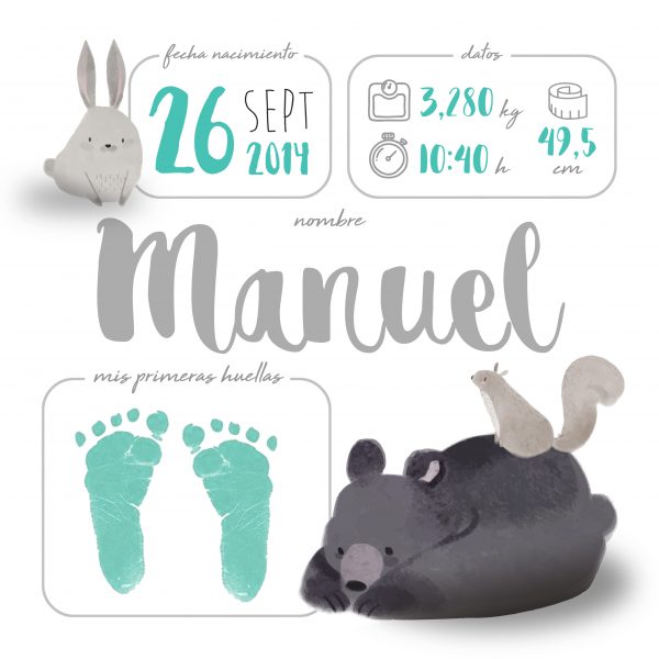Cojín-natalicio personalizado para bebé recién nacido, modelo animales