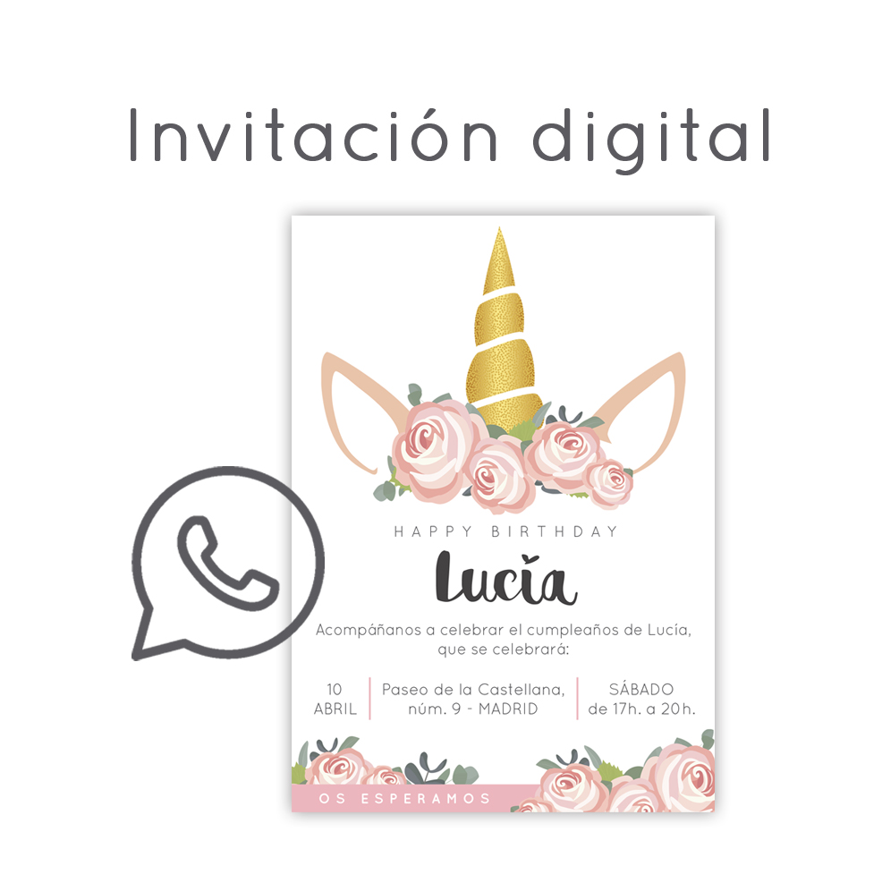 complicaciones fibra Equipar Invitación digital Cumpleaños "Unicornio" - Un Evento Único
